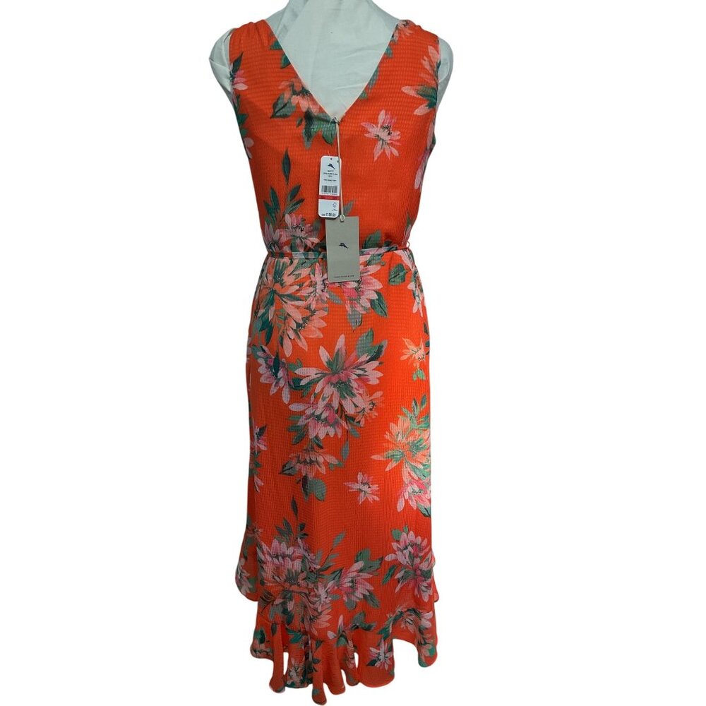 Tommy Bahama Joyful Blooms Orange Floral Sleeveless Maxi Dress XS - Picture 3 of 8